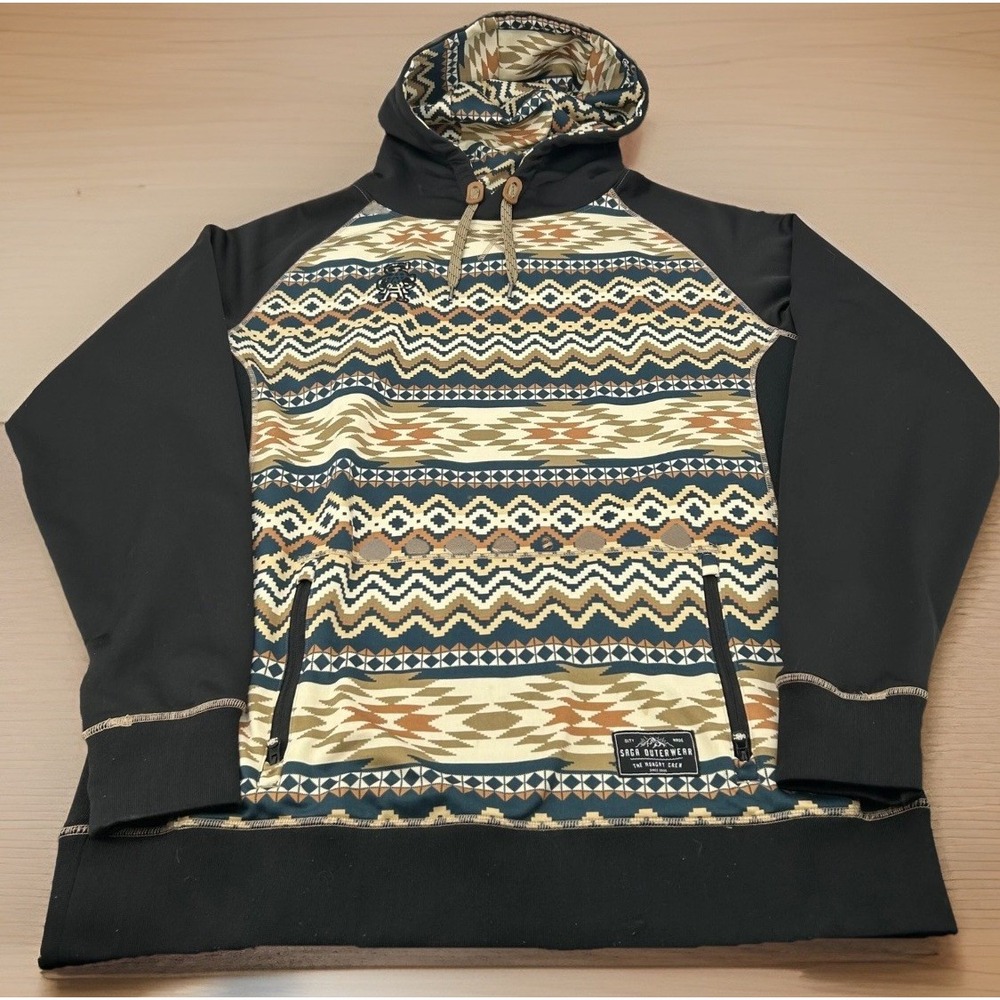 Saga Outerwear Mens Riding Hoodie XXL Black Geometric Saga-Tek Gorpcore
